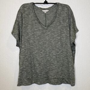 Time and True Knit V-neck Cap Sleeve Sweater Top Heathered EUC Sz XXL Stretch